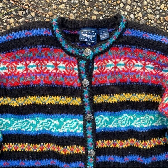 Vintage Nordic style cropped cardigan M - Picture 4 of 4